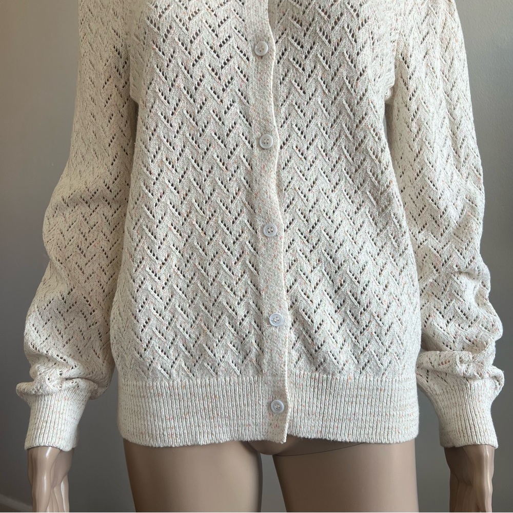 CAROLL PARIS Button Front Cotton Knit Cardigan Size M - Picture 4 of 11
